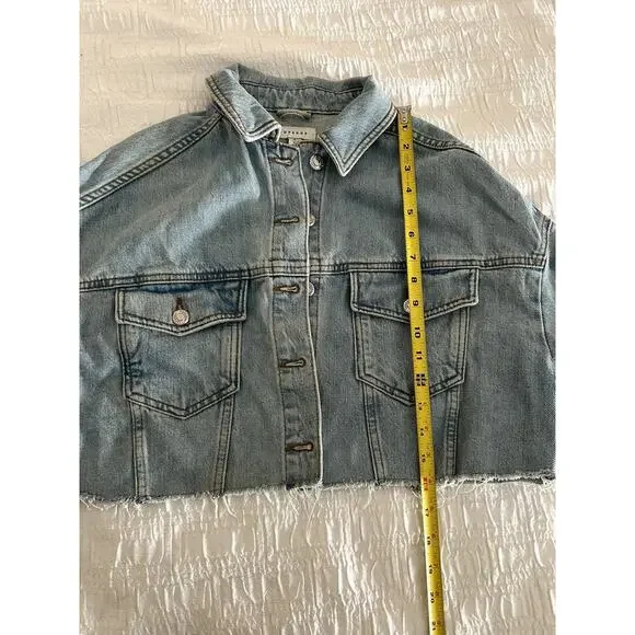 TopShop Hacked Light Denim Jacket SIze 4 - Picture 7 of 10